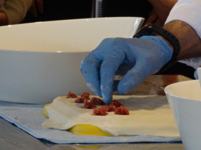 adding meat